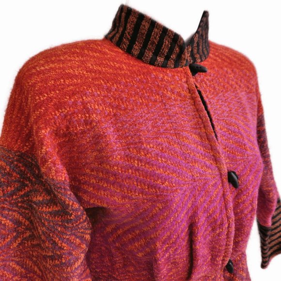 Patricia Palson Fitted Sweater Hand Woven Custom Toggles Pleated Waist Chenille - Picture 6 of 9